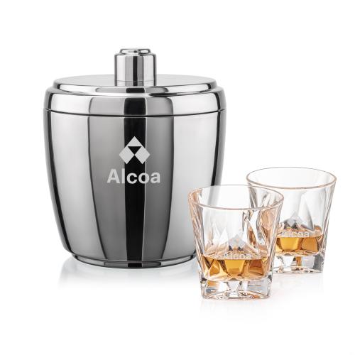 Corporate Gifts - Barware - Barware Gift Sets - Pescara Ice Bucket & Oakhaven On-the-Rocks Set