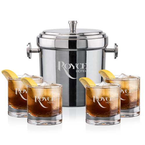 Corporate Gifts - Barware - Glasses Sets - Milano Ice Bucket & Wakefield On-the-Rocks Set
