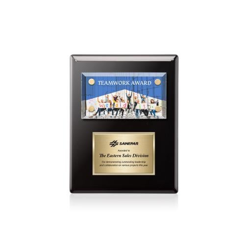 Plaque Awards - Full Color Plaques - Gossamer VividPrint&trade; Plaque - Black/Gold