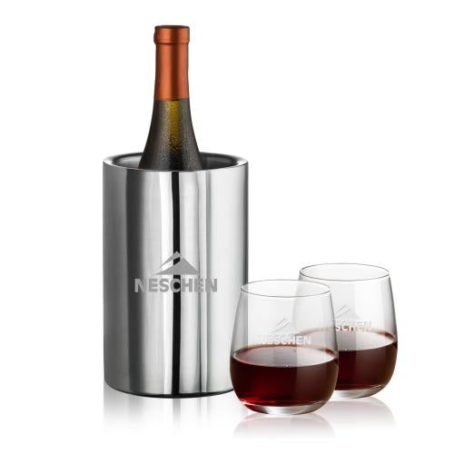 Corporate Gifts - Barware - Barware Gift Sets - Jacobs Wine Cooler & Crestview Stemless Wine