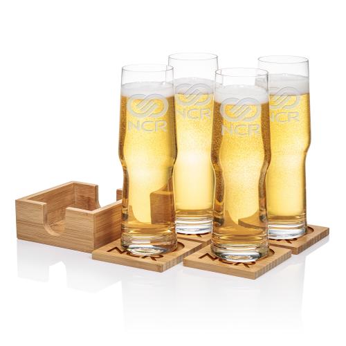 Corporate Gifts - Barware - Barware Gift Sets -  Bamboo Coaster Gift Set - Stuttgart