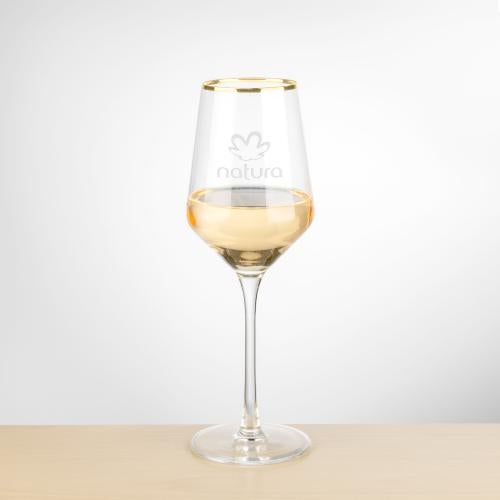 Corporate Gifts - Barware - Wine Glasses - Tucson Gold Rim Wine - Deep Etch