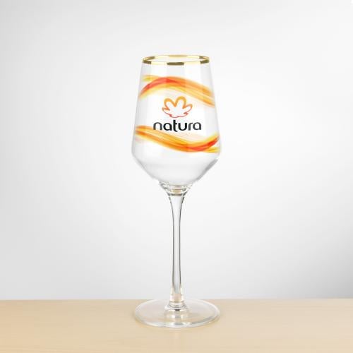 Corporate Gifts - Barware - Wine Glasses - Tucson Gold Rim Wine Glass - VividPrint&trade;