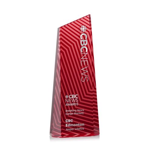 Recognition Awards - Crystal Awards - Hallandale Award - Red