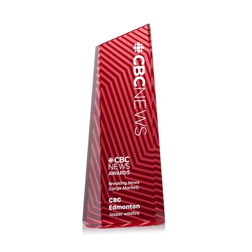 Recognition Awards - Crystal Awards - Hallandale VividPrint&trade; Award - Red