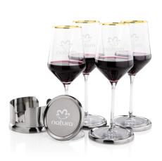Baldoni Coasters & Tucson Gold Rim Wine Set - Corporate Gifts