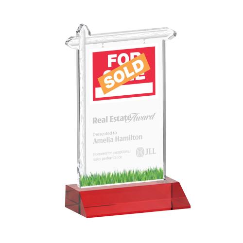 Recognition Awards - Crystal Awards - Real Estate Award - Red