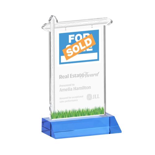 Recognition Awards - Crystal Awards - Real Estate Award - Sky Blue