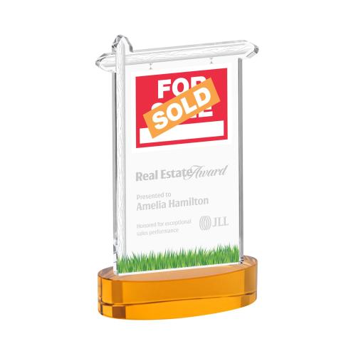 Recognition Awards - Crystal Awards - Real Estate Award on Alberton Base - Amber