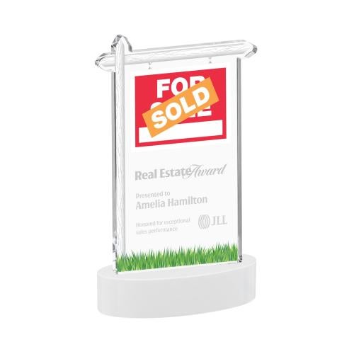 Recognition Awards - Crystal Awards - Real Estate Award on Alberton Base - White