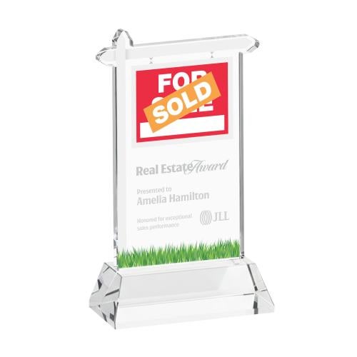 Recognition Awards - Crystal Awards - Real Estate Award on Hartford Base - Clear