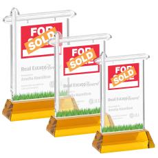 Real Estate Award on Hartford Base - Amber - Glass Awards