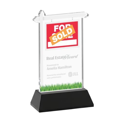 Recognition Awards - Crystal Awards - Real Estate Award on Hartford Base - Black