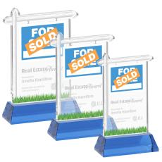 Real Estate Award on Hartford Base - Sky Blue - Glass Awards