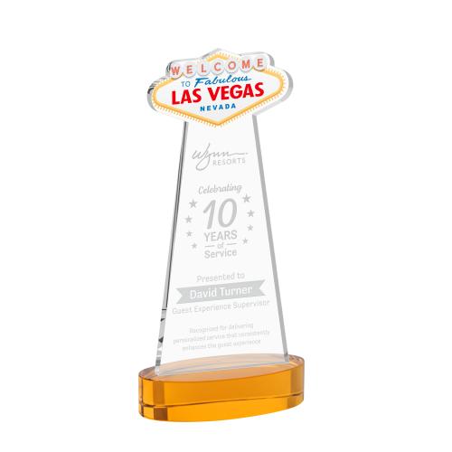 Recognition Awards - Crystal Awards - Las Vegas Award on Alberton Base - Amber