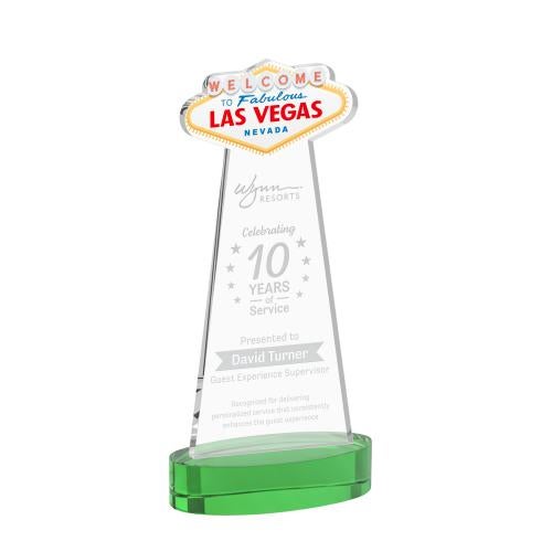 Recognition Awards - Crystal Awards - Las Vegas Award on Alberton Base - Green
