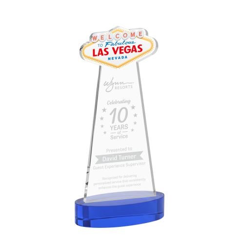 Recognition Awards - Crystal Awards - Las Vegas Award on Alberton Base - Blue