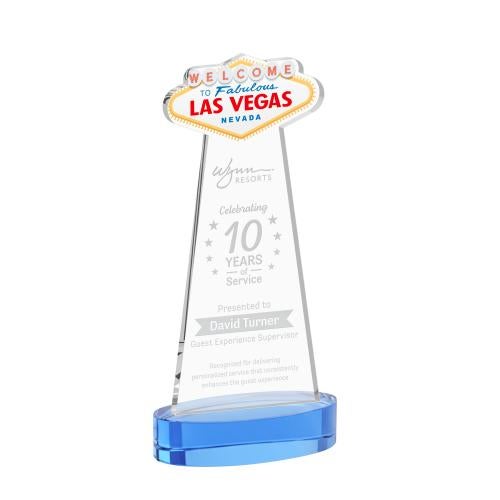 Recognition Awards - Crystal Awards - Las Vegas Award on Alberton Base - Sky Blue