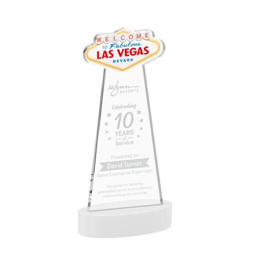 Recognition Awards - Crystal Awards - Las Vegas Award on Alberton Base - White