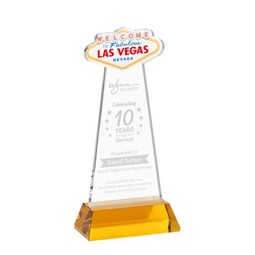 Recognition Awards - Crystal Awards - Las Vegas Award on Hartford Base - Amber