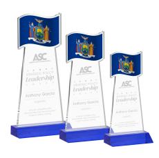 Flag Award - Blue - Crystal Awards