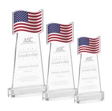 Flag Award on Alberton Base - Clear - Crystal Eagle Awards