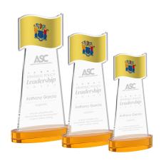 Flag Award on Alberton Base - Amber - Glass Awards