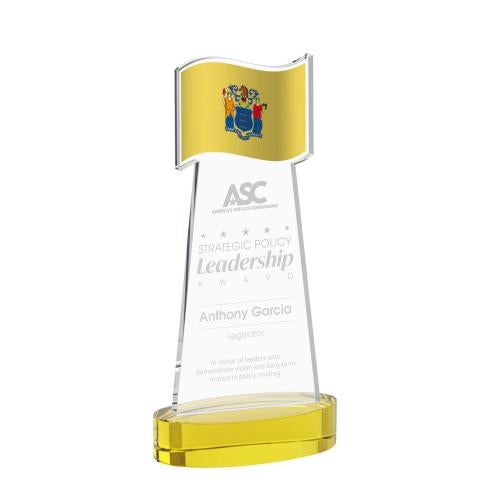 Recognition Awards - Crystal Awards - Flag Award on Alberton Base - Gold