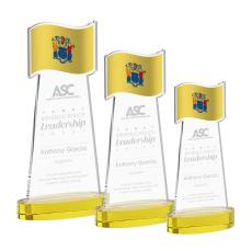 Flag Award on Alberton Base - Gold - Crystal Eagle Awards