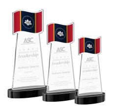 Flag Award on Alberton Base - Black - Crystal Eagle Awards