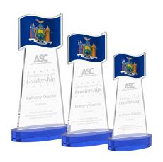 Flag Award on Alberton Base - Blue - Glass Awards