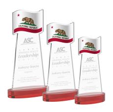 Flag Award on Alberton Base - Red - Crystal Eagle Awards