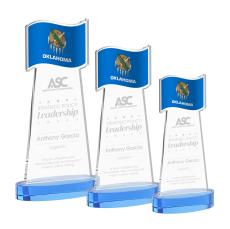 Flag Award on Alberton Base - Sky Blue - Glass Awards