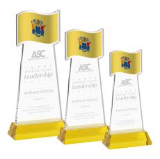 Flag Award on Hartford Base - Gold - Crystal Eagle Awards