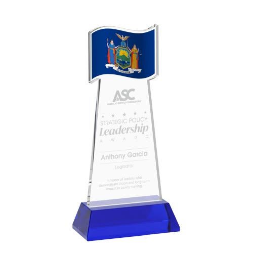 Recognition Awards - Crystal Awards - Flag Award on Hartford Base - Blue