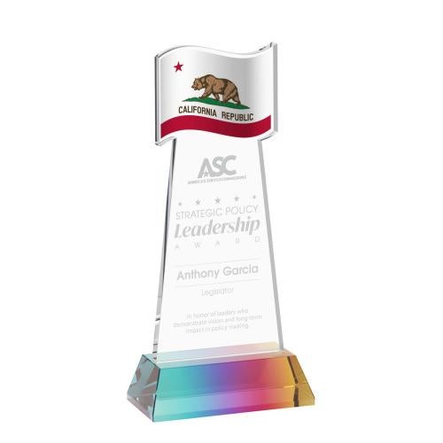 Recognition Awards - Crystal Awards - Flag Award on Hartford Base - Prismatic