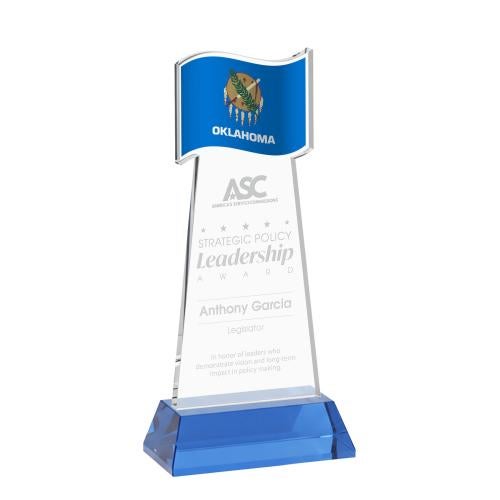 Recognition Awards - Crystal Awards - Flag Award on Hartford Base - Sky Blue