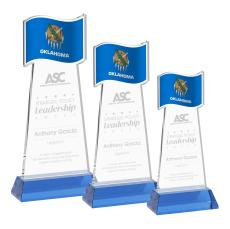 Flag Award on Hartford Base - Sky Blue - Crystal Eagle Awards