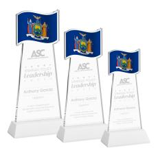 Flag Award on Hartford Base - White - Crystal Eagle Awards