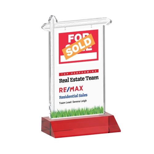 Recognition Awards - Crystal Awards - Real Estate VividPrint&trade; Award - Red