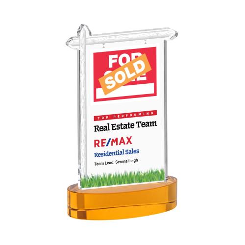 Recognition Awards - Crystal Awards - Real Estate VividPrint&trade; Award on Alberton Base - Amber