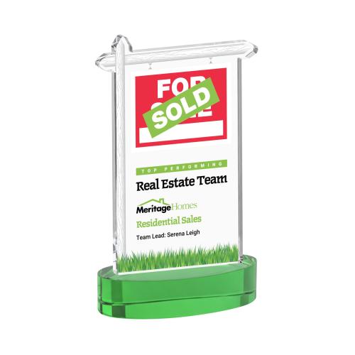 Recognition Awards - Crystal Awards - Real Estate VividPrint&trade; Award on Alberton Base - Green