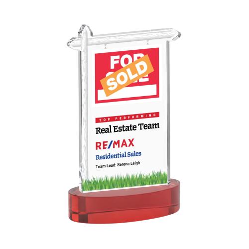 Recognition Awards - Crystal Awards - Real Estate VividPrint&trade; Award on Alberton Base - Red