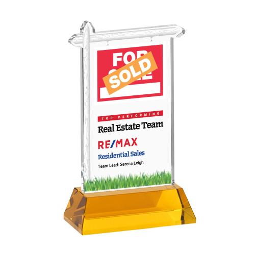Recognition Awards - Crystal Awards - Real Estate VividPrint&trade; Award on Hartford Base - Amber