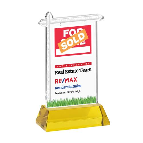 Recognition Awards - Crystal Awards - Real Estate VividPrint&trade; Award on Hartford Base - Gold
