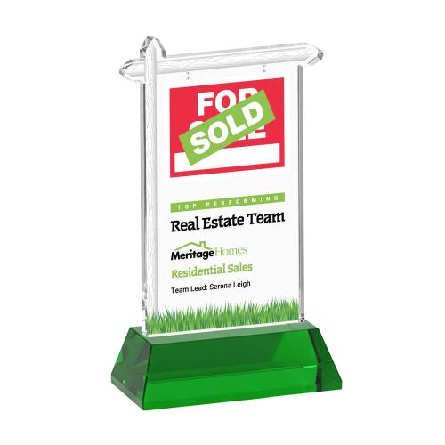 Recognition Awards - Crystal Awards - Real Estate VividPrint&trade; Award on Hartford Base - Green