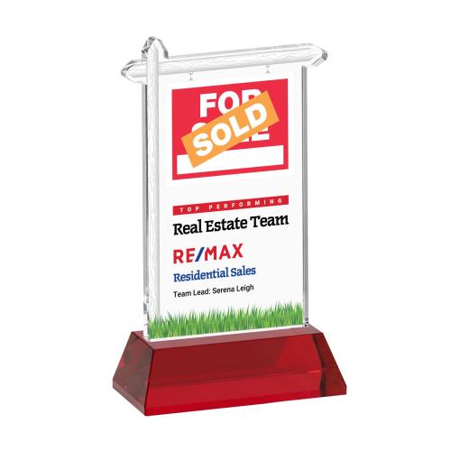 Recognition Awards - Crystal Awards - Real Estate VividPrint&trade; Award on Hartford Base - Red