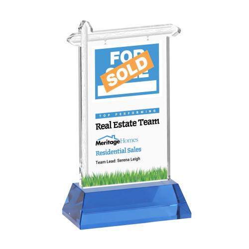 Recognition Awards - Crystal Awards - Real Estate VividPrint&trade; Award on Hartford Base - Sky Blue