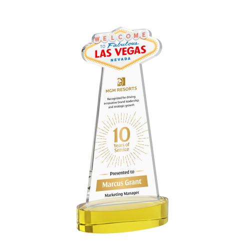 Recognition Awards - Crystal Awards - Las Vegas VividPrint&trade; Award on Alberton Base - Gold