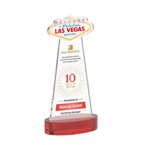 Recognition Awards - Crystal Awards - Las Vegas VividPrint&trade; Award on Alberton Base - Red